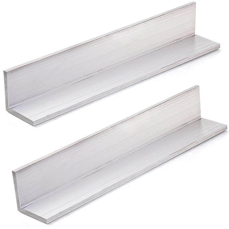 Tlence 2 PCS Aluminum Angle 6061, 2" x 2"x 1/4" Aluminum Angle Stock, 12" Length T5 Temper Mill Stock, 90 Degree Angled Aluminum Extrusion for DIY Projects Industrial Building Construction - Image 1